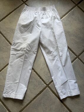Landau White Elastic-Waist Scrub Pants
